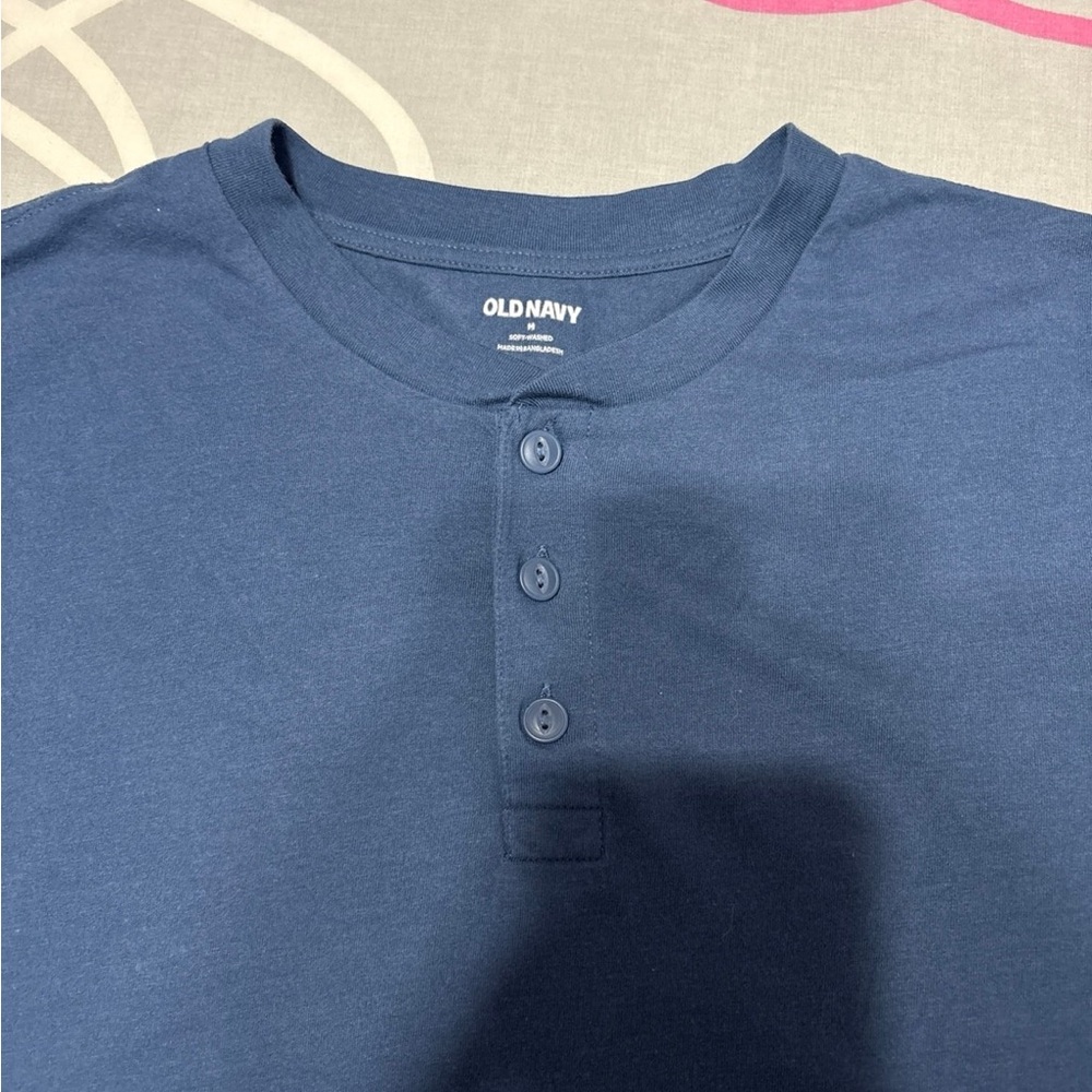 Old Navy Blue Henley T-Shirt - Picture 2 of 5